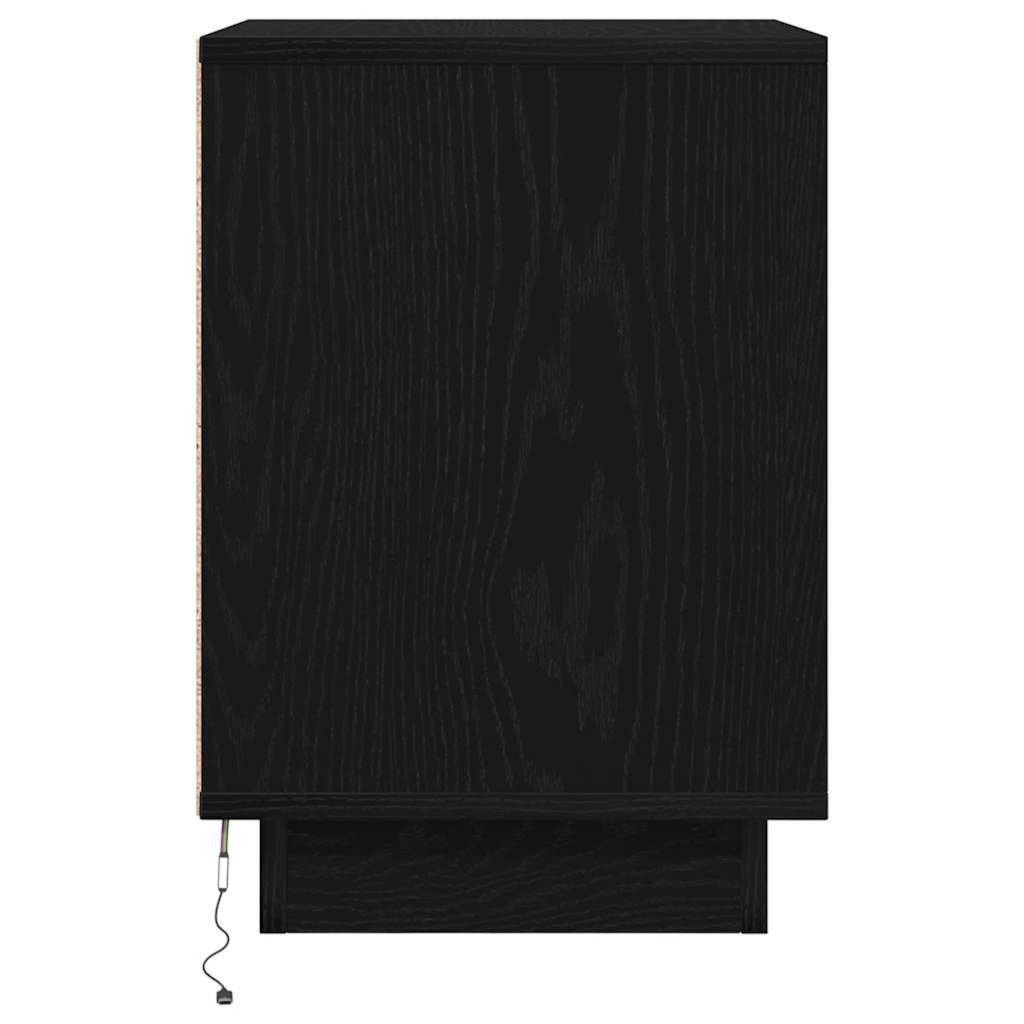 Mesa de cabeceira com luzes LED 38x34x50 cm preto