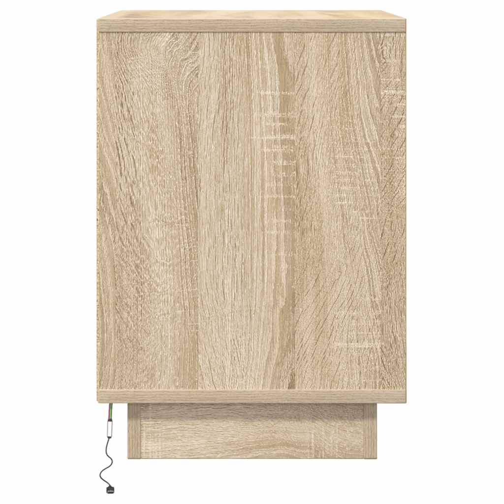 Mesas cabeceira c/ luzes LED 2 pcs 38x34x50cm carvalho sonoma