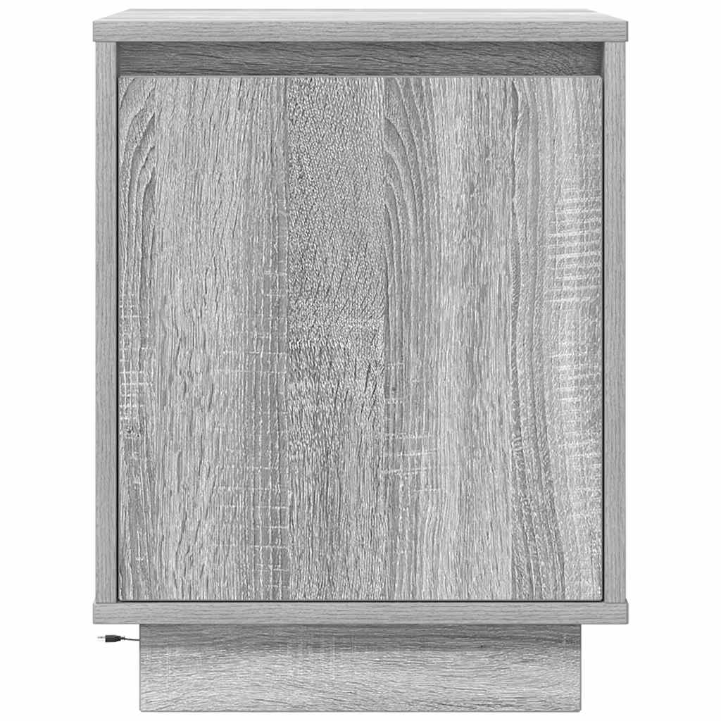 Mesas cabeceira c/ luzes LED 2 pcs 38x34x50 cm cinzento-sonoma