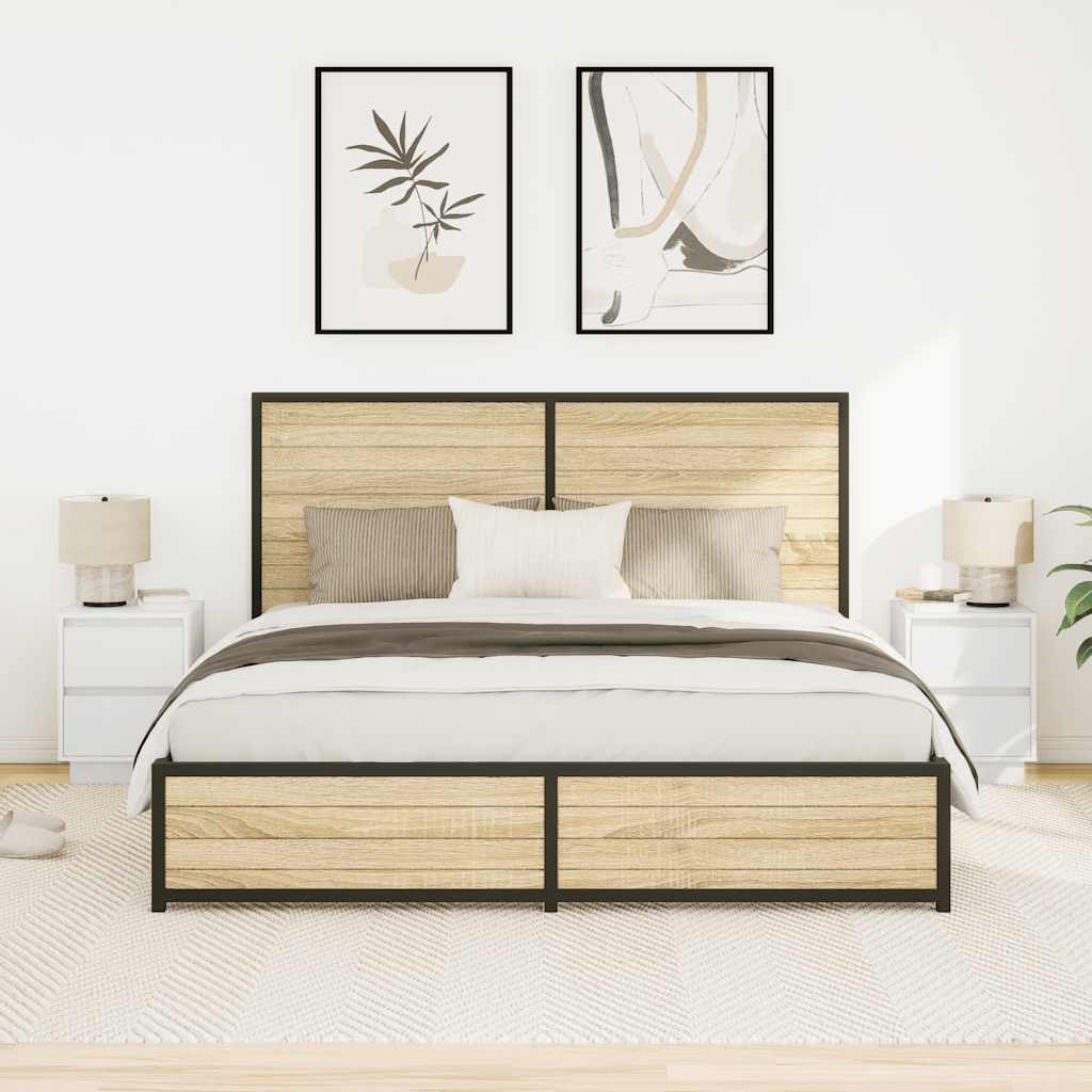 Mesas cabeceira c/ luzes LED 2 pcs 38x34x50 cm branco