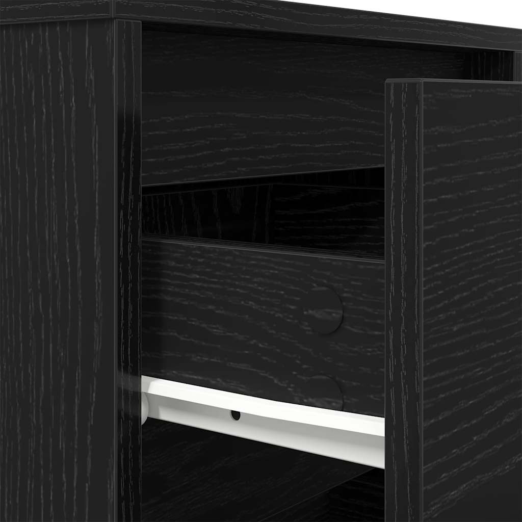 Mesa de cabeceira com luzes LED 38x34x50 cm preto