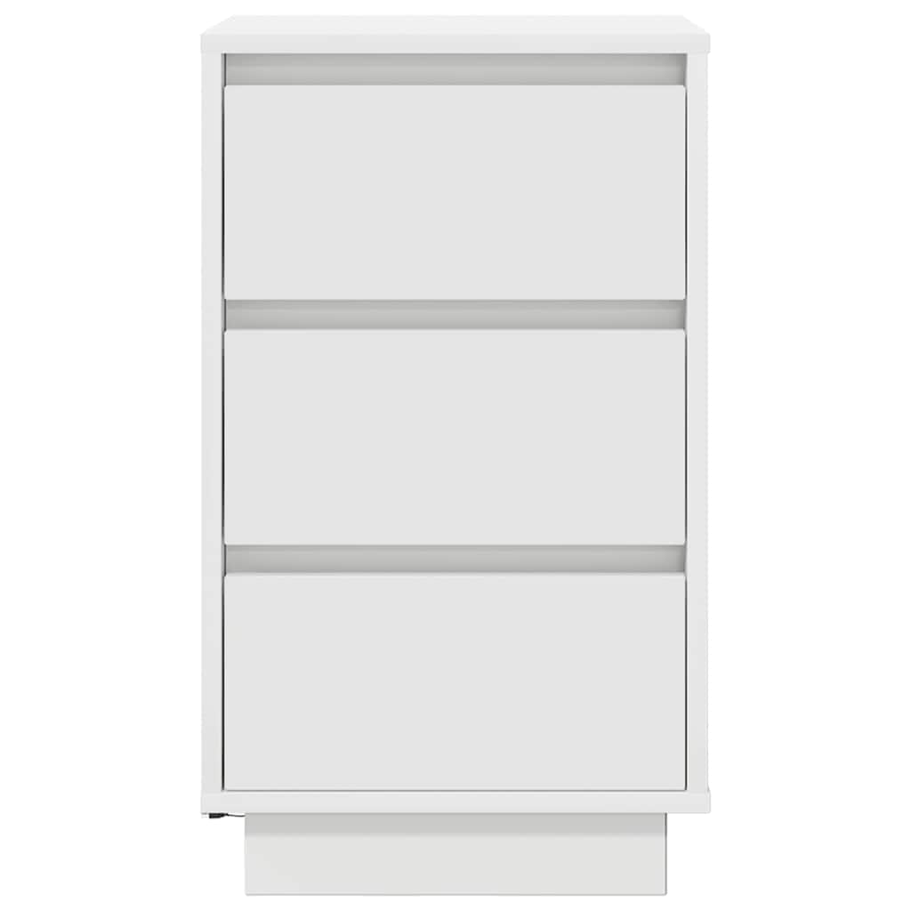 Mesa de cabeceira com luzes LED 38x34x65 cm branco