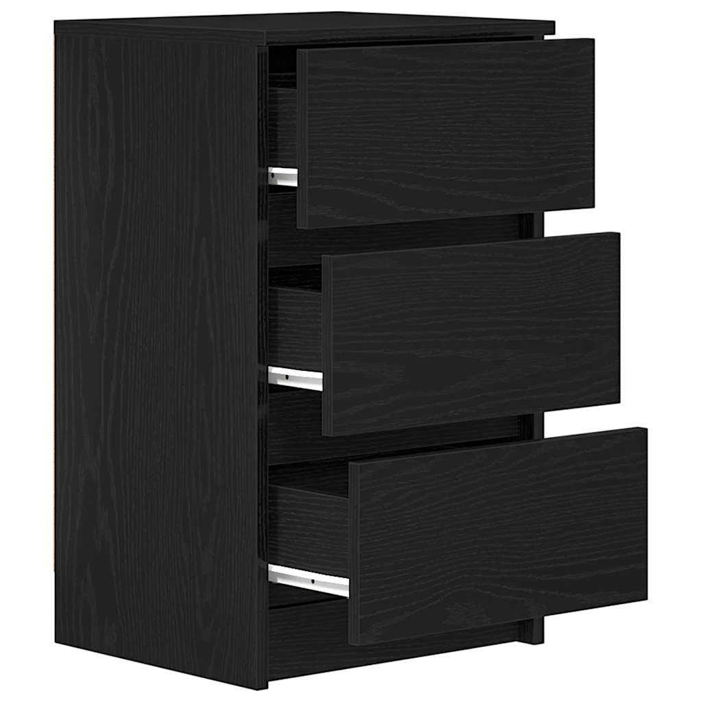 Mesa de cabeceira com 3 gavetas 39x35x65 cm preto