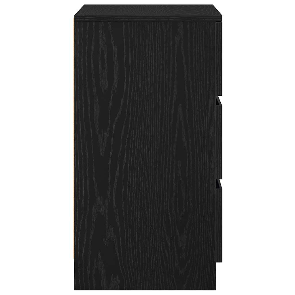 Mesa de cabeceira com 3 gavetas 39x35x65 cm preto