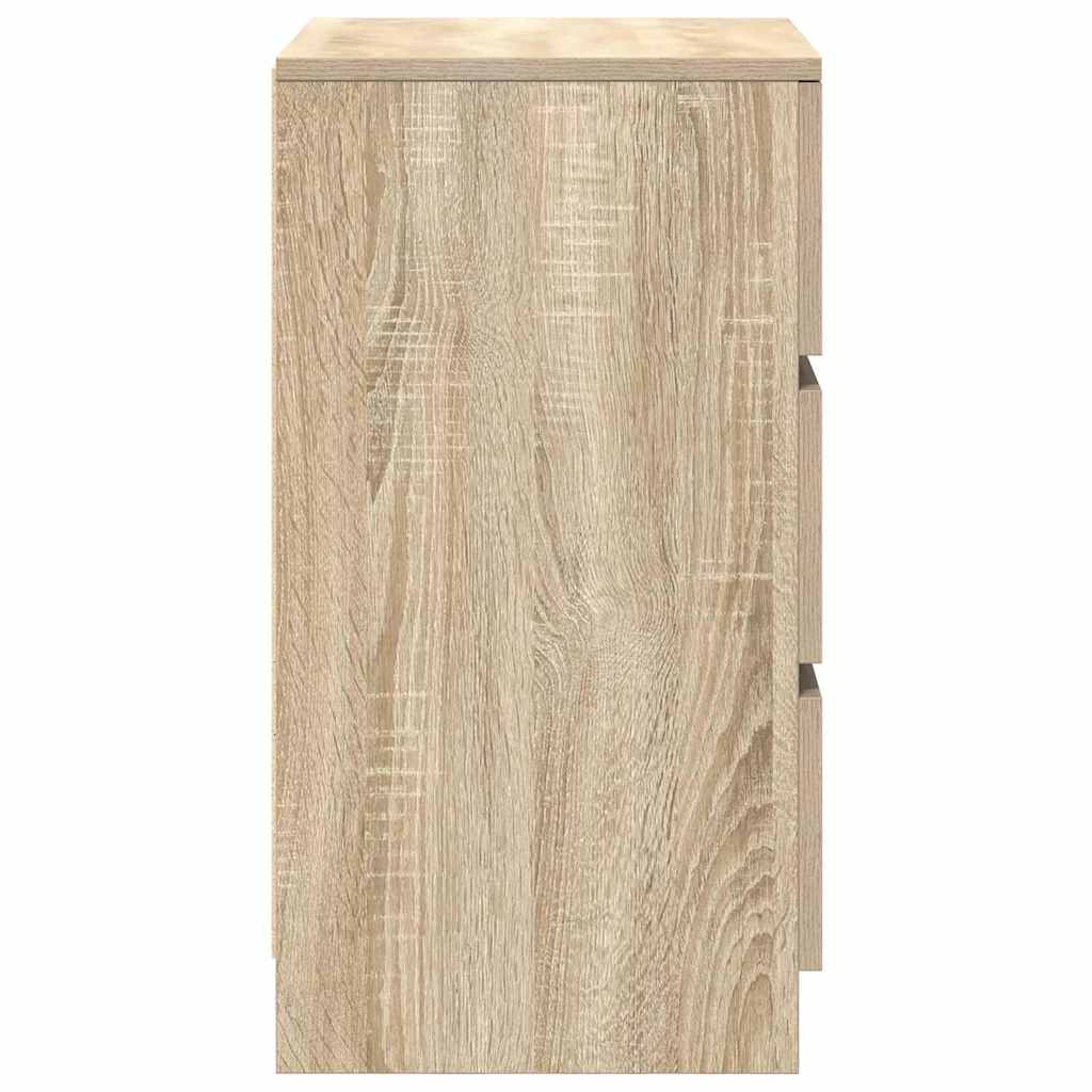 Mesas de cabeceira 3 gavetas 2 pcs 39x35x65cm carvalho sonoma