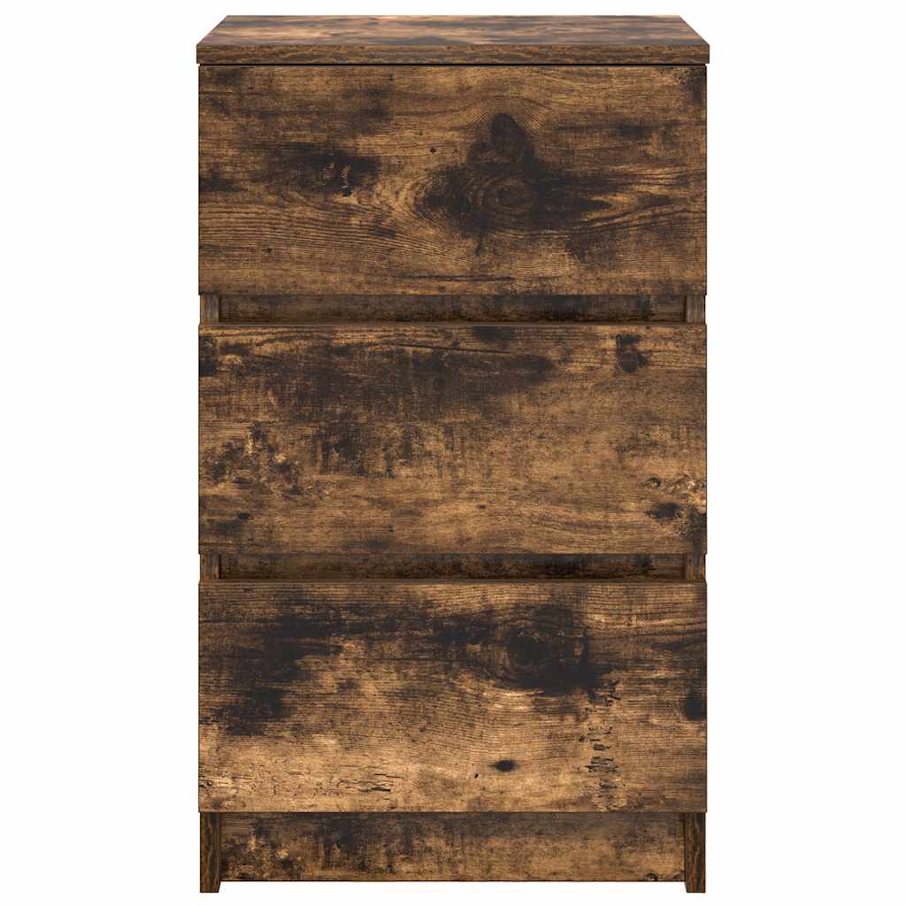 Mesa de cabeceira com 3 gavetas 39x35x65 cm carvalho fumado