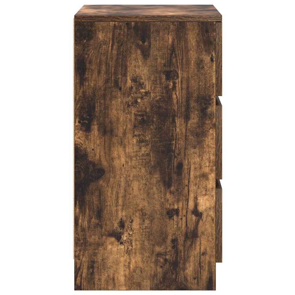 Mesa de cabeceira com 3 gavetas 39x35x65 cm carvalho fumado