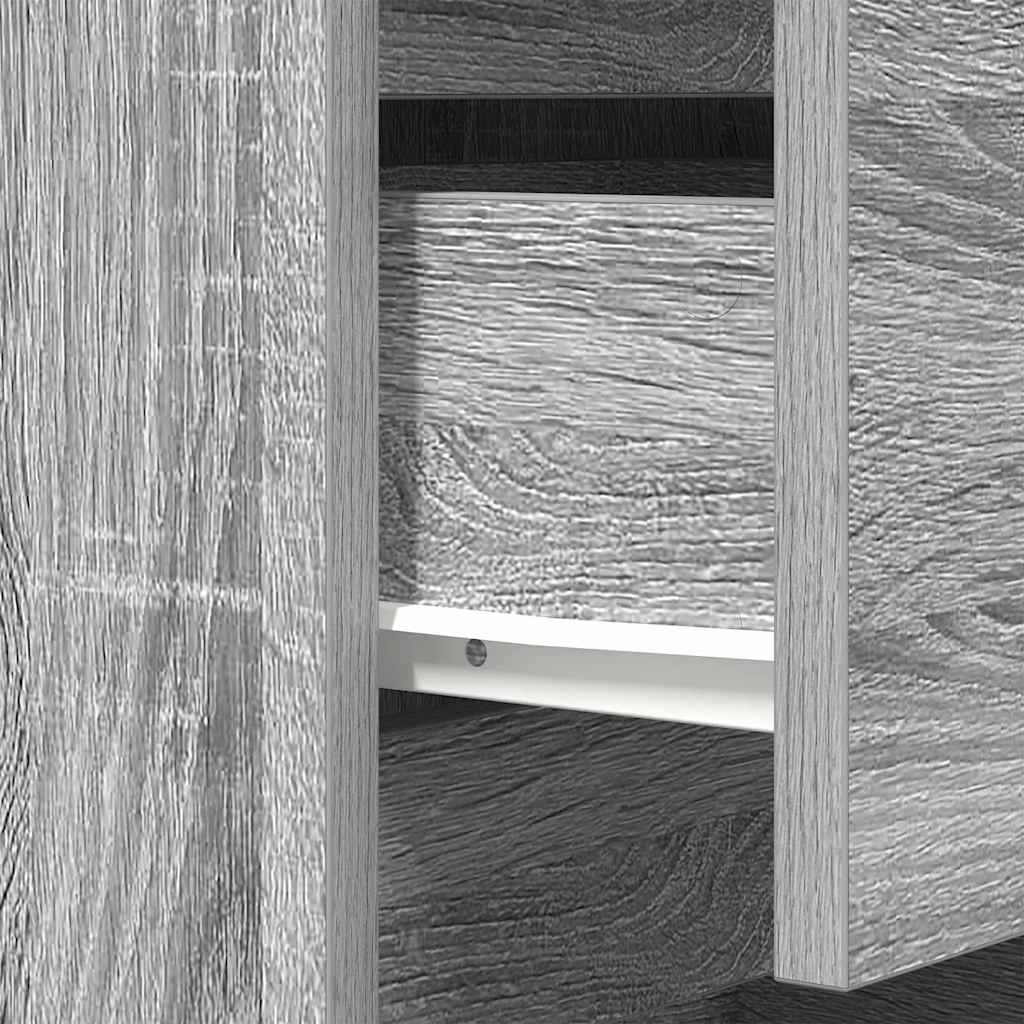 Mesa de cabeceira com 3 gavetas 39x35x65 cm sonoma cinzento