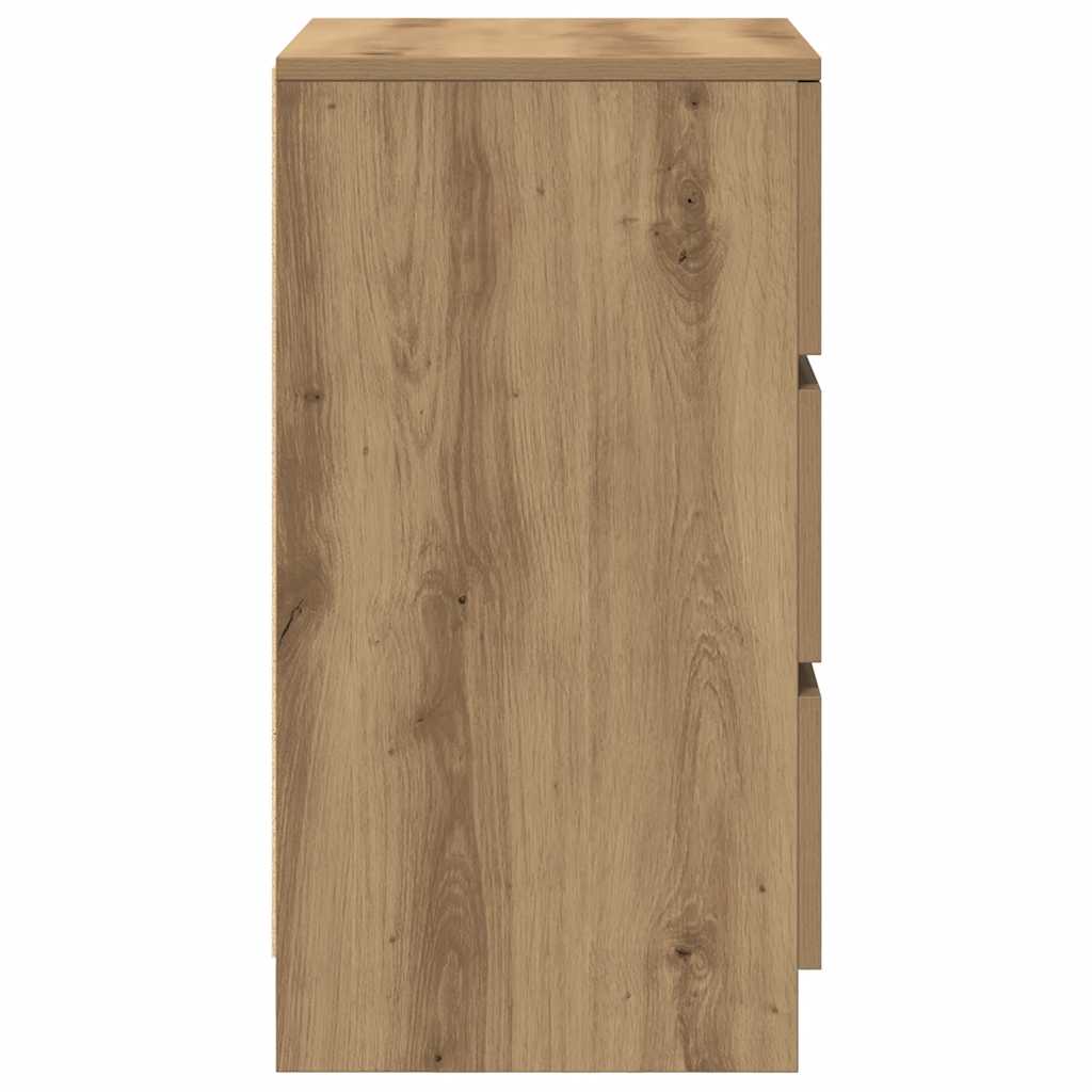 Mesa de cabeceira com 3 gavetas 39x35x65 cm carvalho artesanal