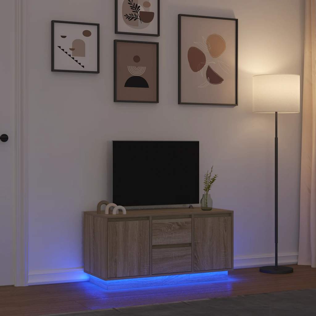 Móvel de TV com luzes LED 100x41x50 cm carvalho sonoma