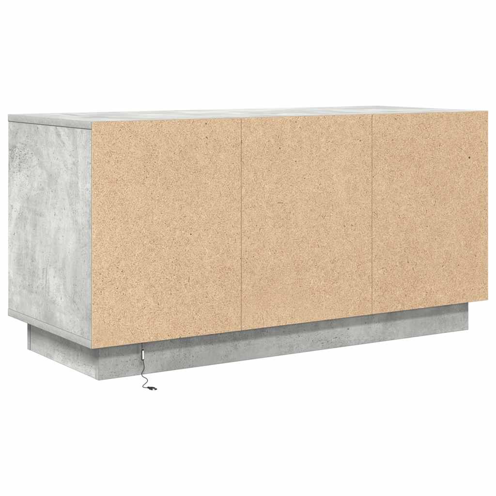 Móvel de TV com luzes LED 100x41x50 cm cinzento cimento