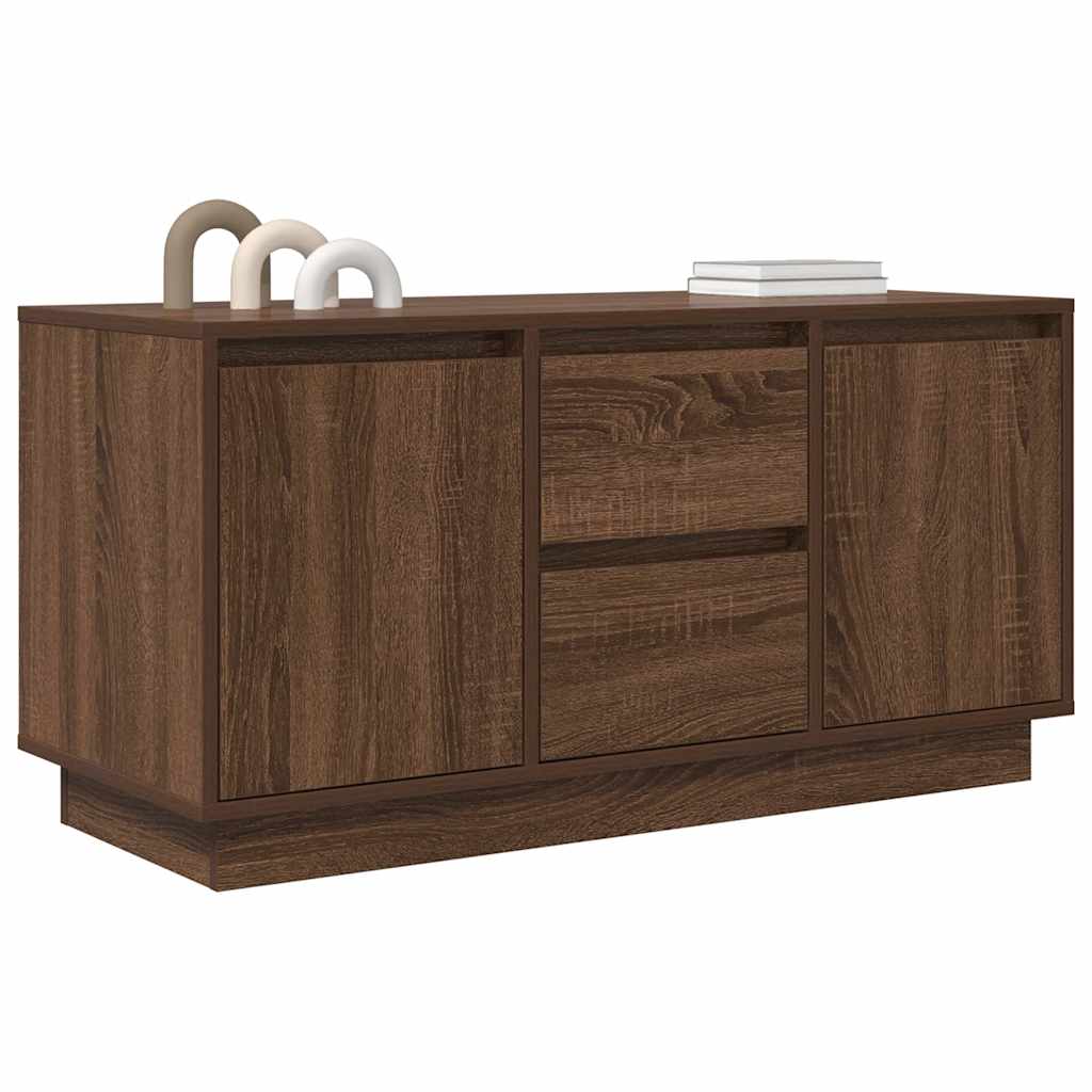 Móvel de TV com luzes LED 100x41x50 cm carvalho castanho