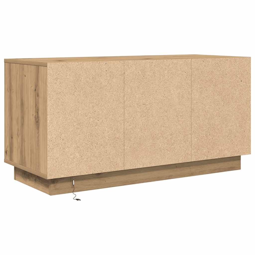 Móvel de TV com luzes LED 100x41x50 cm carvalho artisiano