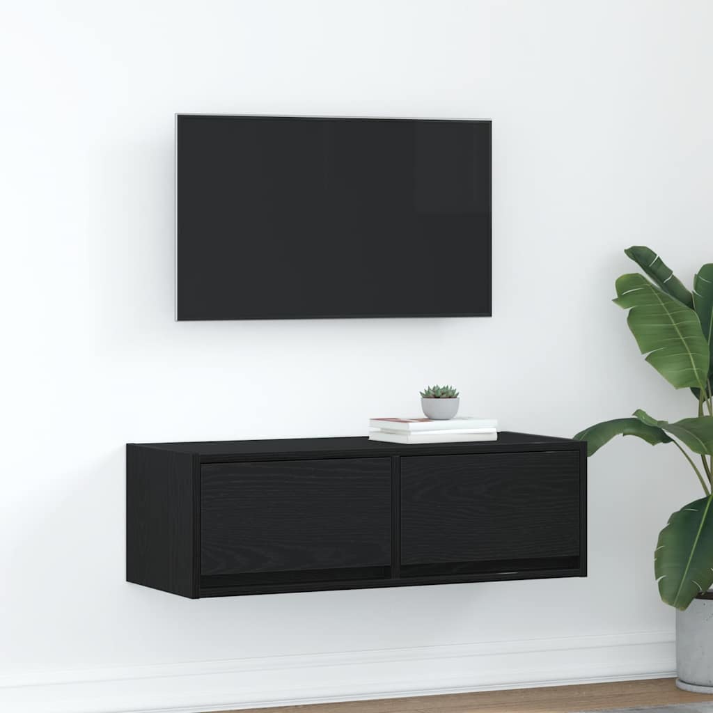 Móvel de TV 80x31x25,5 cm derivados de madeira carvalho preto