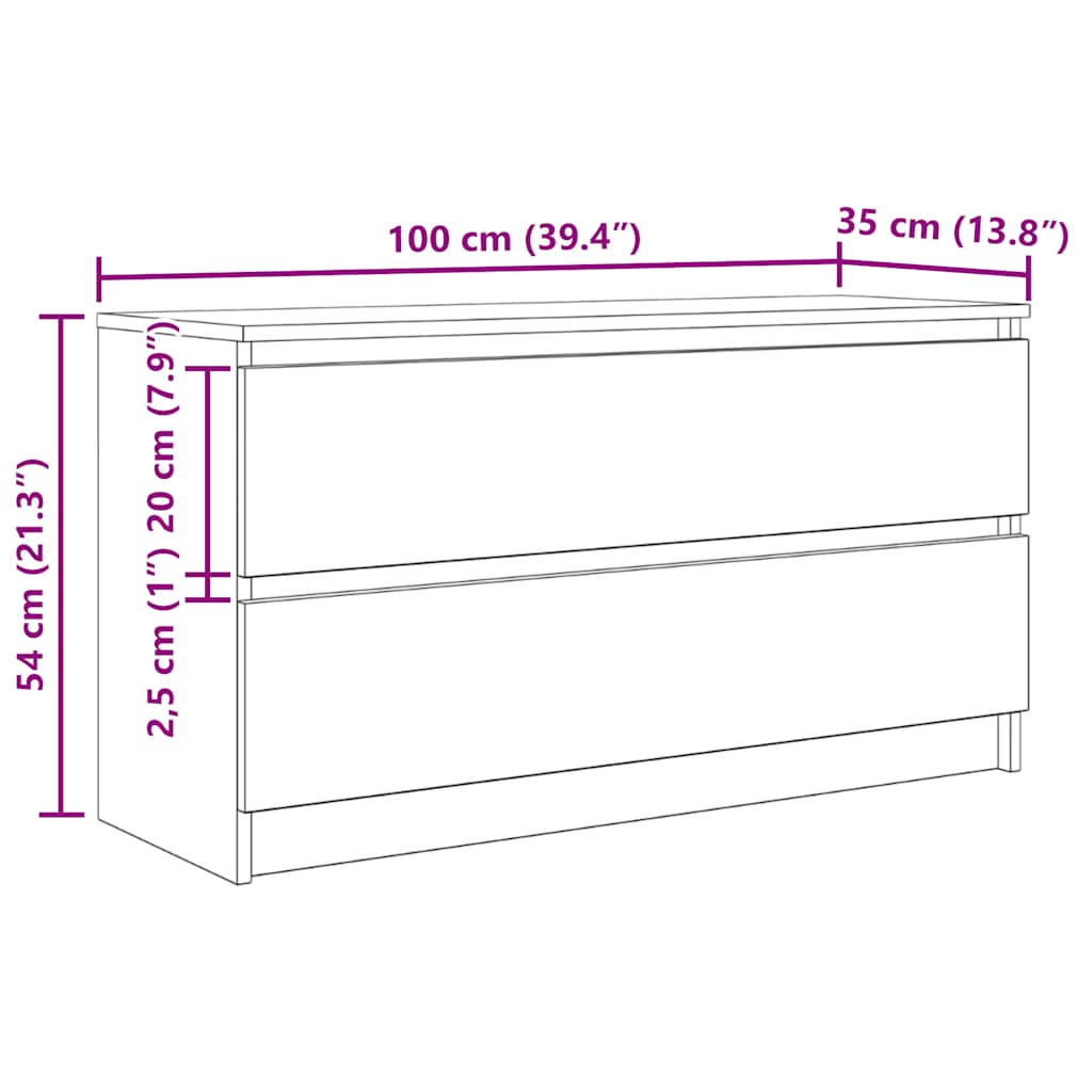 Móvel de TV 100x35x54 cm derivados de madeira branco