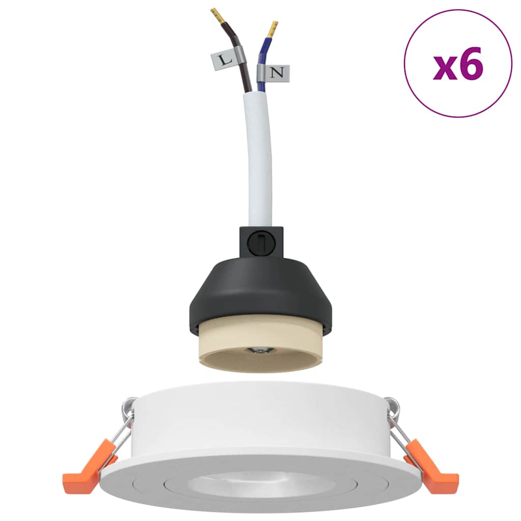 Spotlights com holofotes 6 pcs Branco 9 x 9 x cm Alumínio