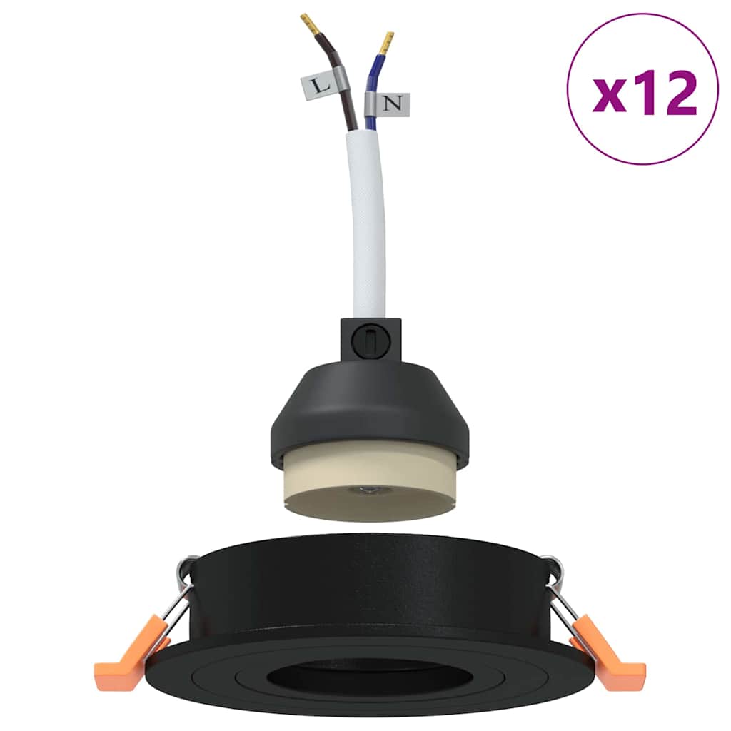 Spotlights com holofotes 12 pcs Preto 9 x 9 x cm Alumínio