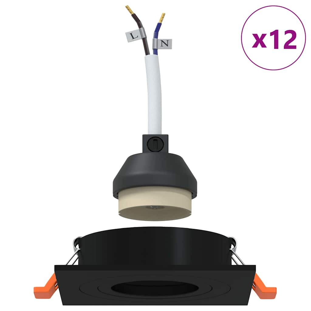 Spotlights com holofotes 12 pcs Preto 9 x 9 x cm Alumínio