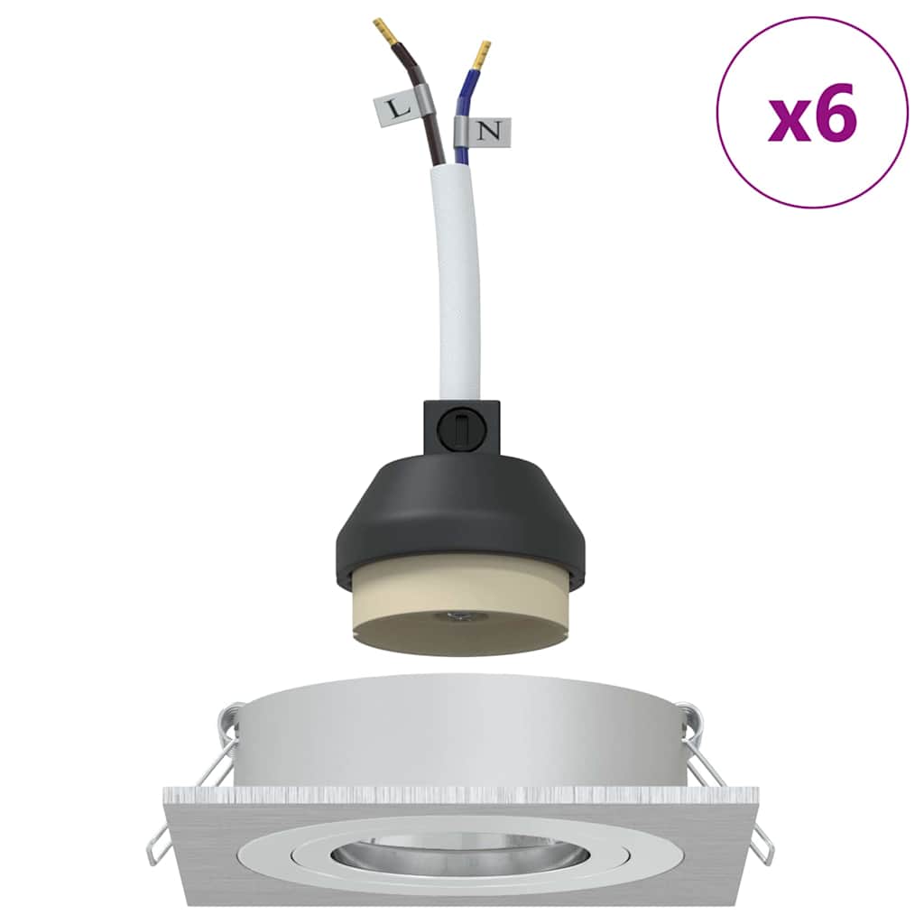 Spotlights com holofotes 6 pcs Prateado 9 x 9 x cm Alumínio