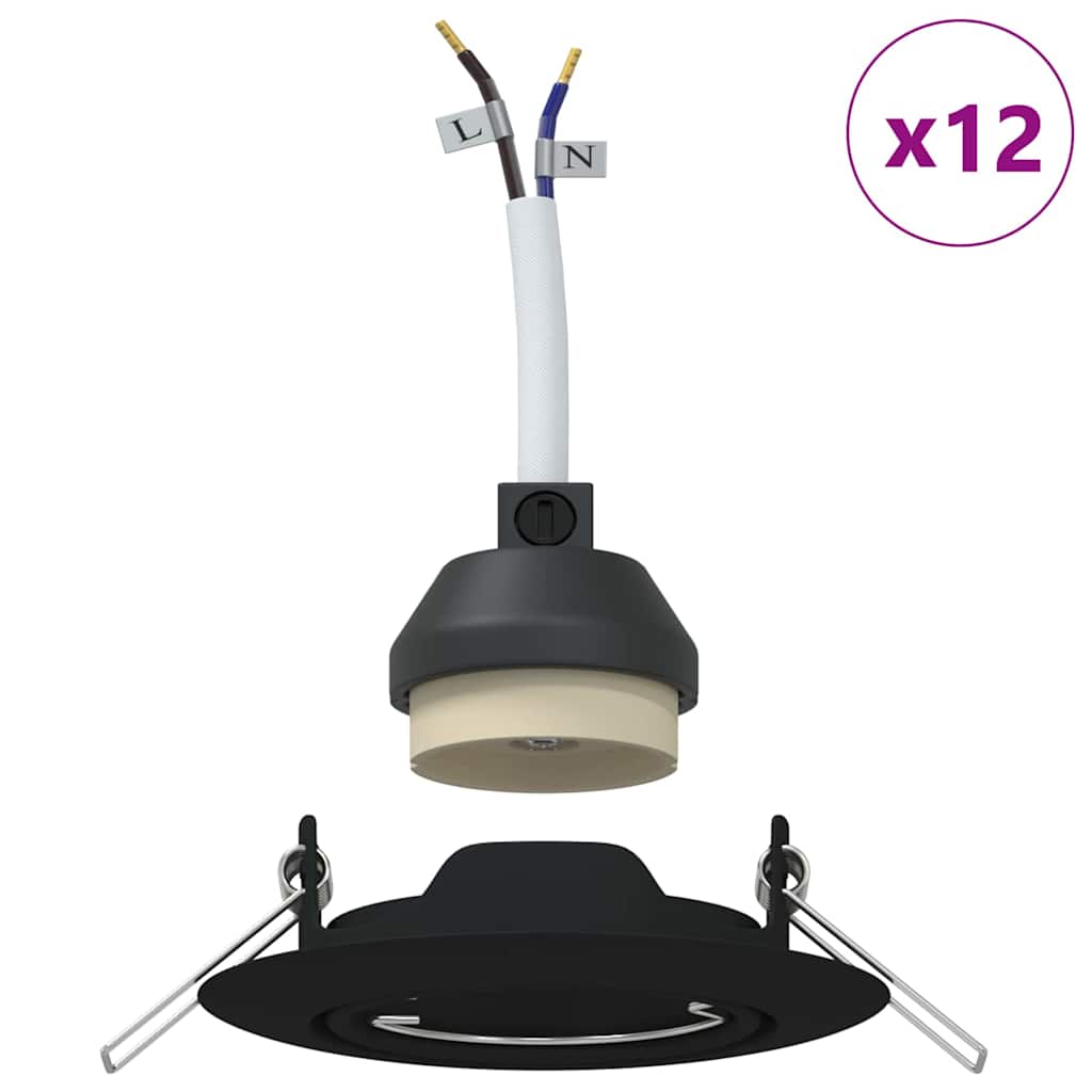 Spotlights com holofotes 12 pcs Preto 9 x 9 cm Metal