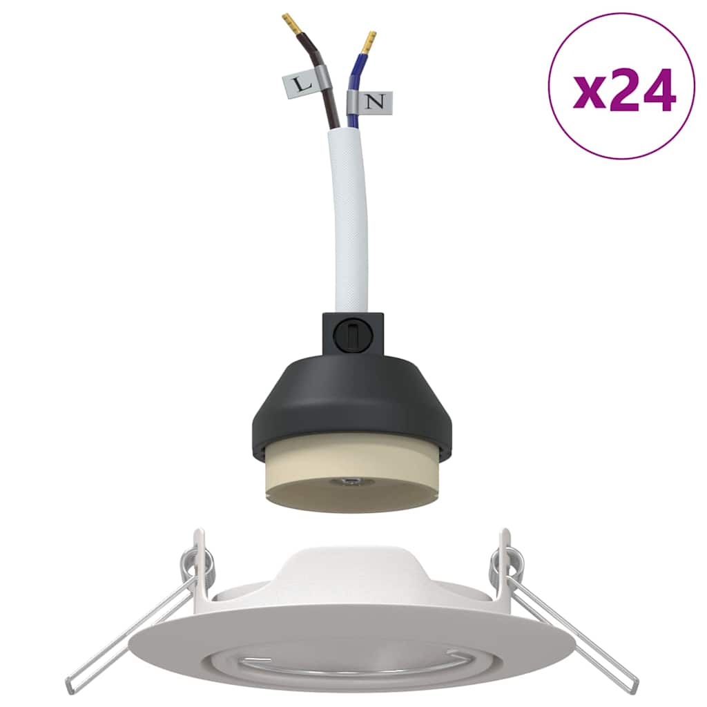 Spotlights com holofotes 24 pcs Branco 9 x 9 cm Metal