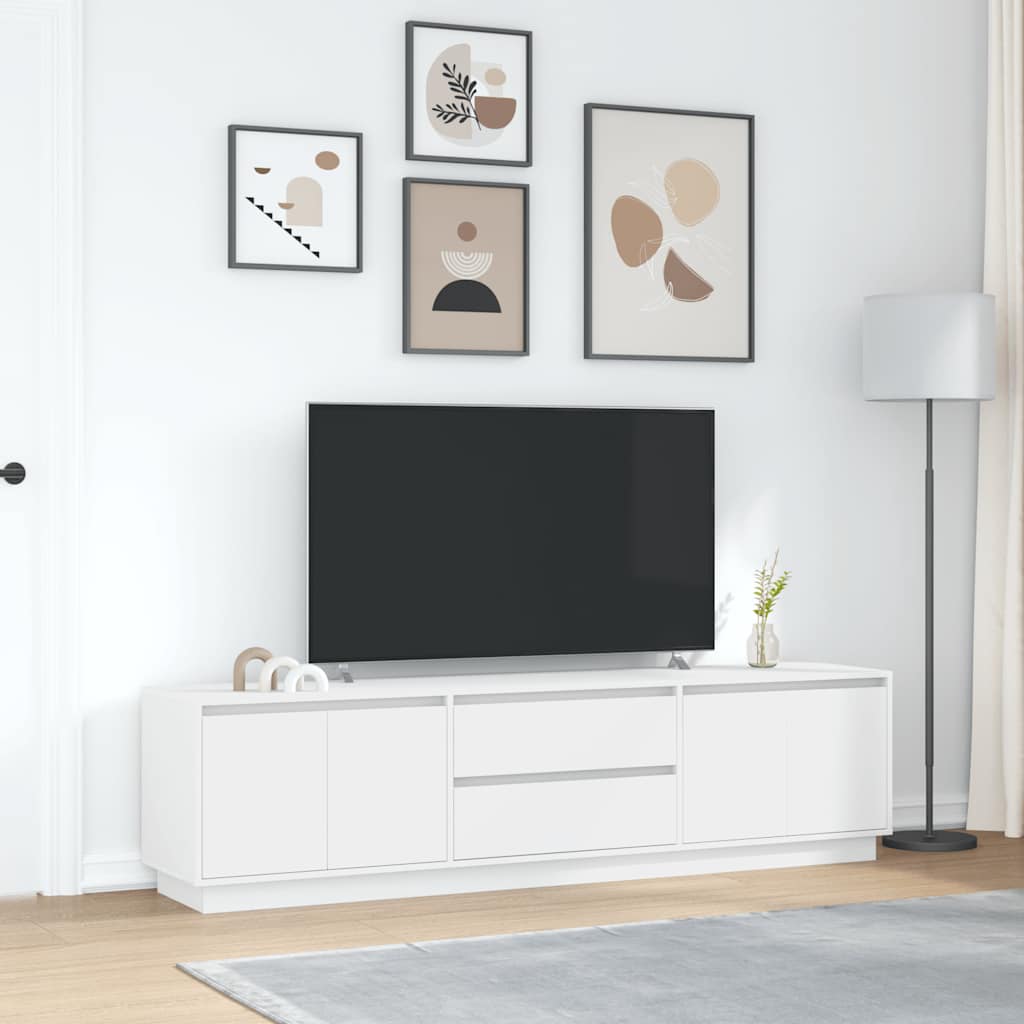 Móvel de TV com luzes LED 193,5x41x50 cm branco