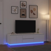 Móvel de TV com luzes LED 193,5x41x50 cm branco