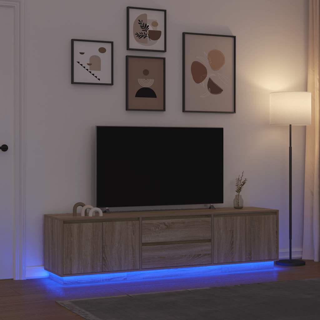 Móvel de TV com luzes LED 193,5x41x50 cm carvalho sonoma