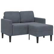 Sofá 2 lugares com Chaise em L 125 cm veludo cinzento-escuro