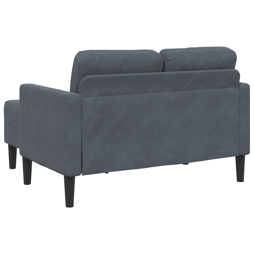 Sofá 2 lugares com Chaise em L 125 cm veludo cinzento-escuro