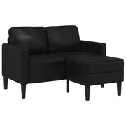 Sofá de 2 lugares com chaise em L, preto, 125 cm, couro sintético