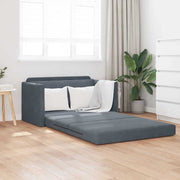 Sofá-Cama Cinza Escuro 124 x 204 x 61 cm Veludo