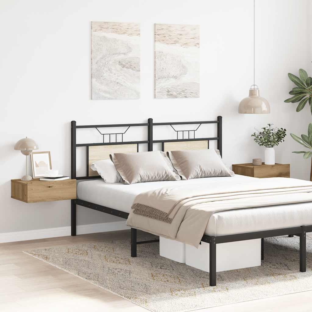 Mesa cabeceira suspensa 2 pcs carvalho artesanal 40x32x15 cm