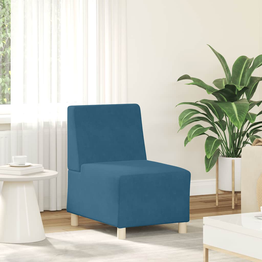Poltrona sem braços 55 cm veludo azul
