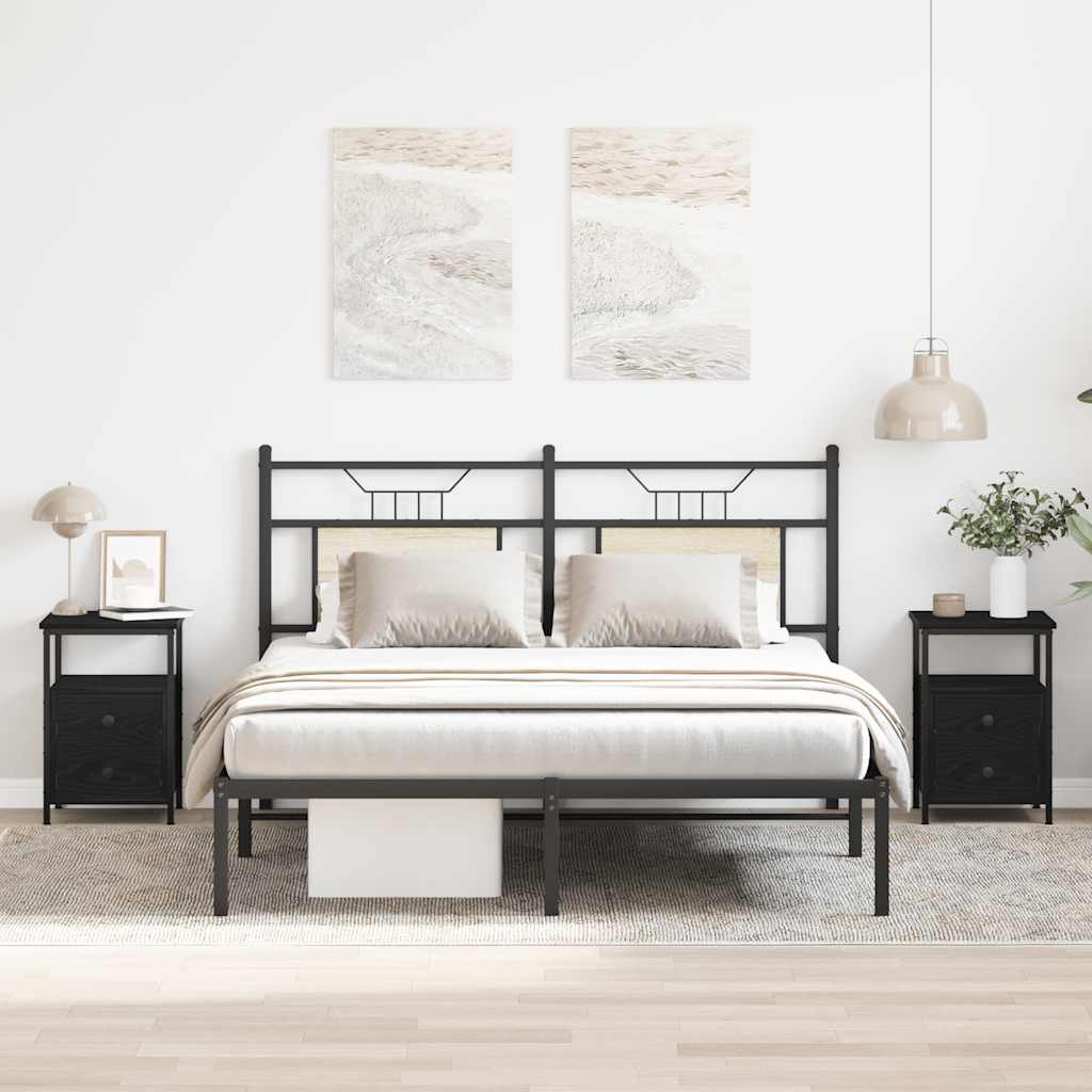 Mesas de cabeceira 2 peças carvalho preto 34x35,5x50 cm madeira projetada