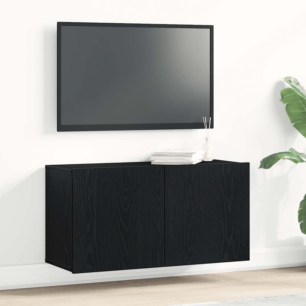 Móvel de TV carvalho preto 80x30x41 cm madeira projetada