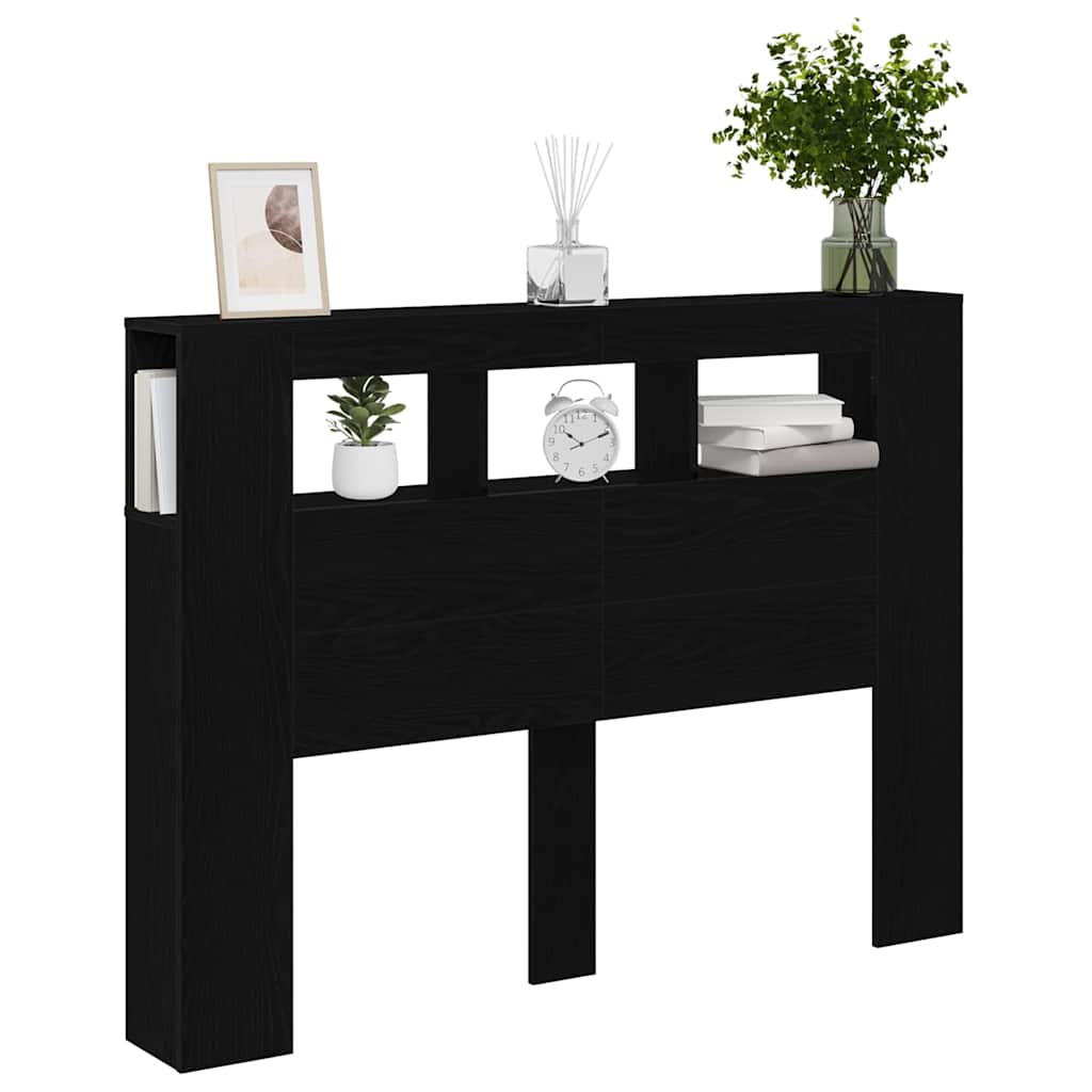 Cabeceira LED Carvalho preto 140 x 18,5 x 103,5 cm
