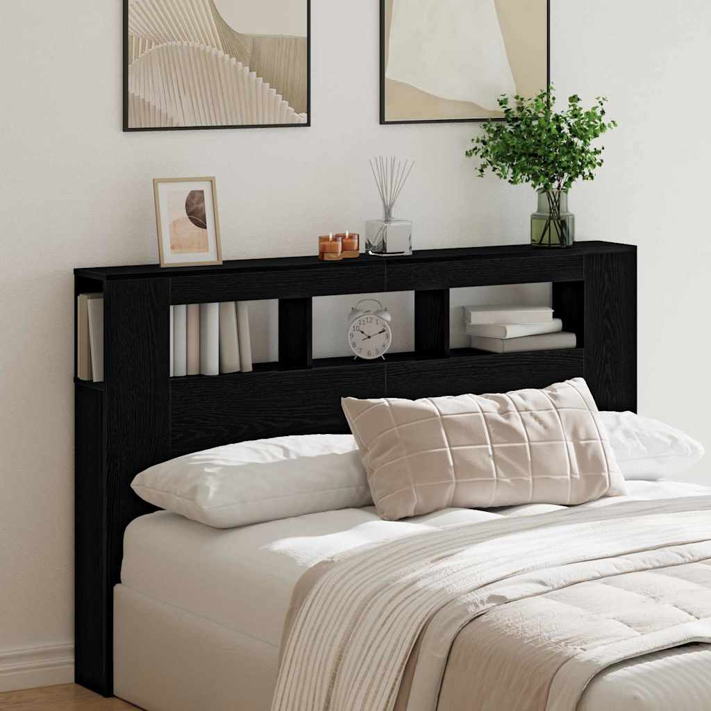 Cabeceira LED Carvalho preto 160 x 18,5 x 103,5 cm