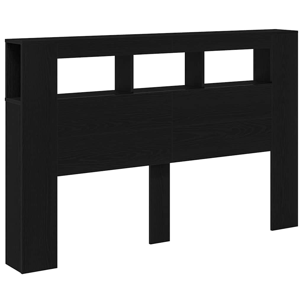 Cabeceira LED Carvalho preto 160 x 18,5 x 103,5 cm