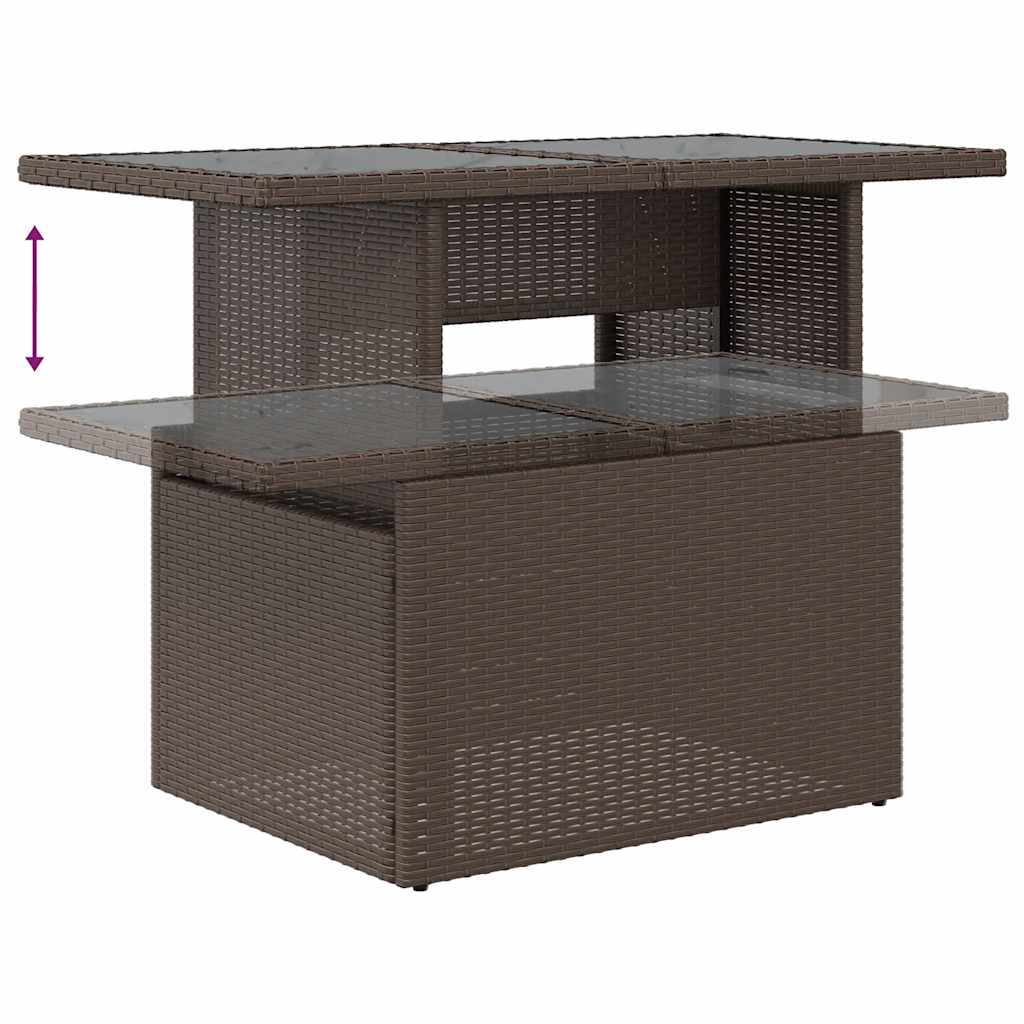 7 pcs conjunto sofás jardim almofadões vime PE/acácia castanho