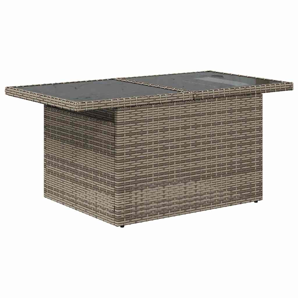7 pcs conjunto sofás jardim c/ almofadões vime PE cinzento