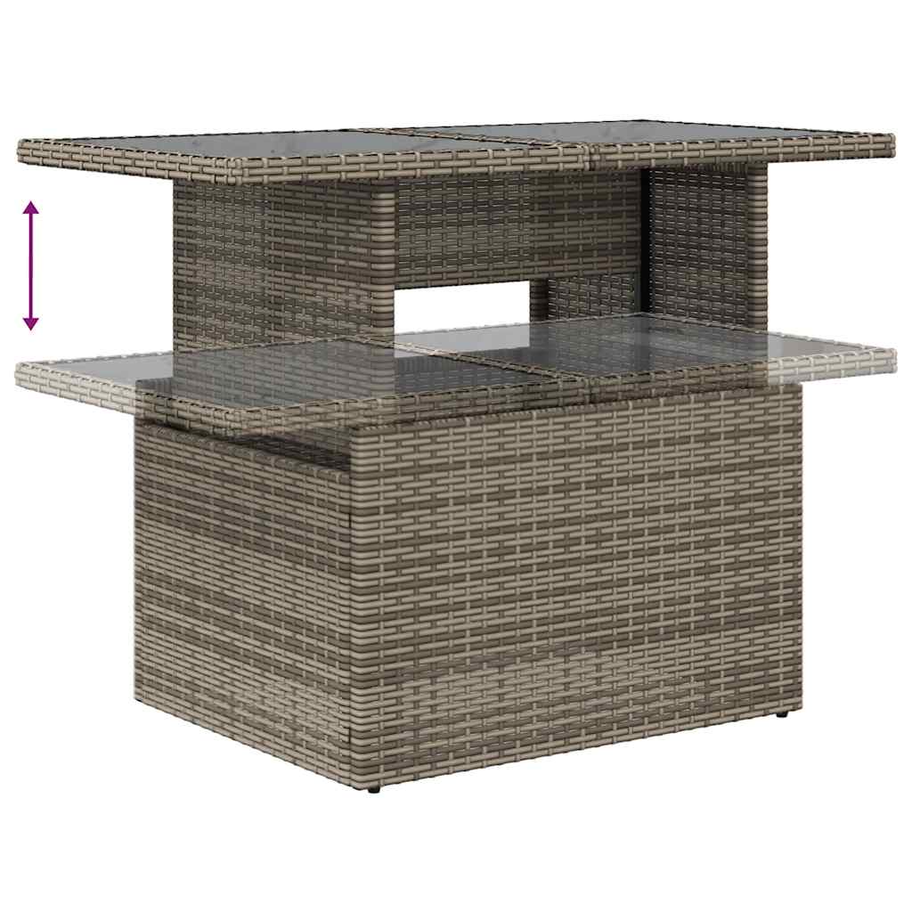 7 pcs conjunto sofás jardim c/ almofadões vime PE cinzento