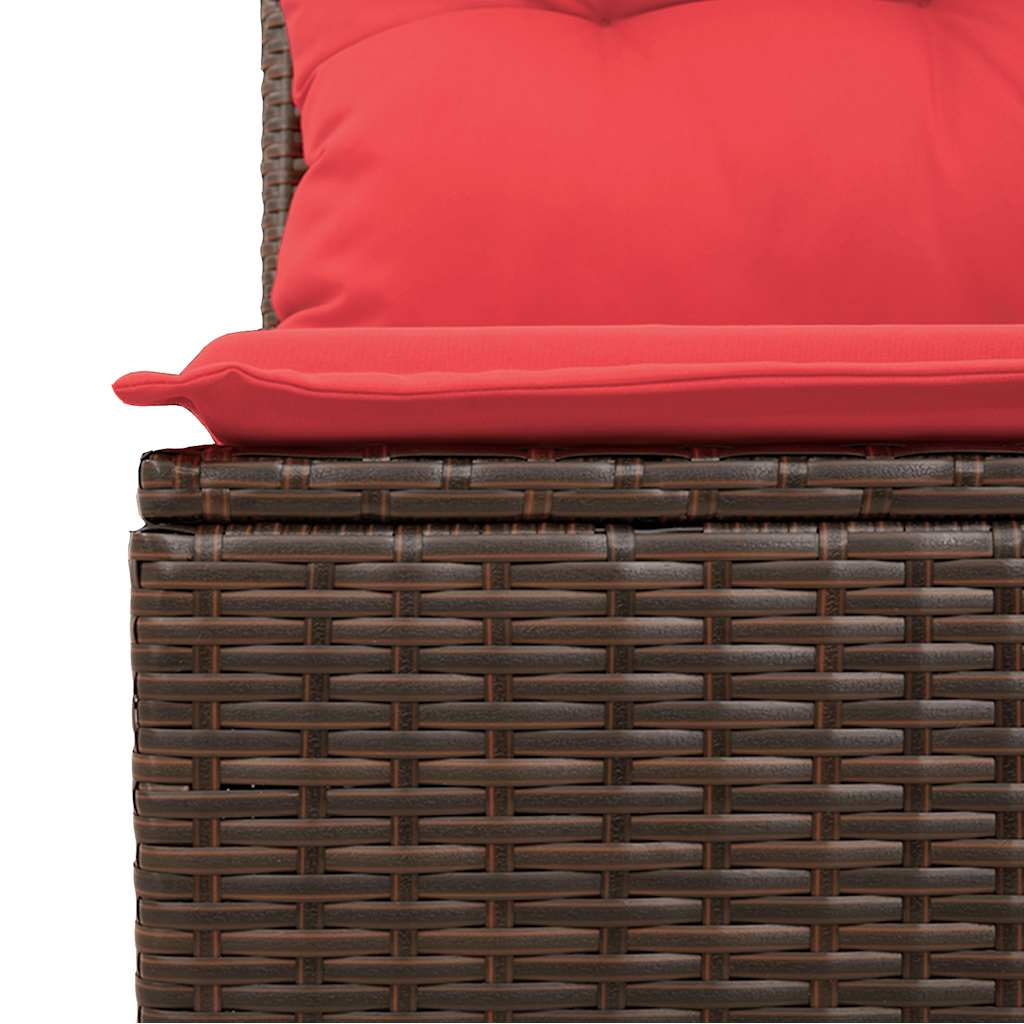 7 pcs conjunto sofás jardim almofadões vime PE/acácia castanho
