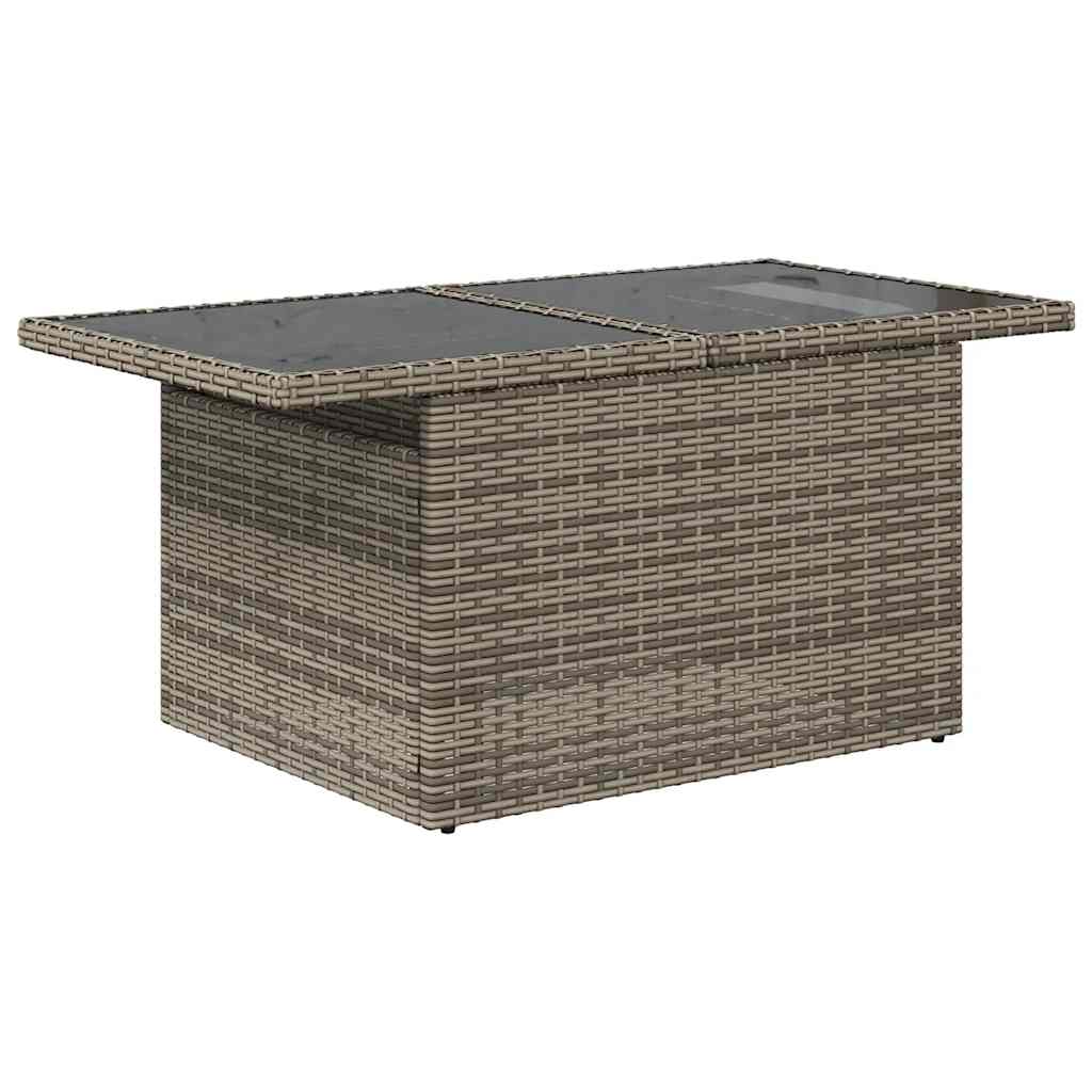 7 pcs conjunto sofás jardim c/ almofadões vime PE cinzento