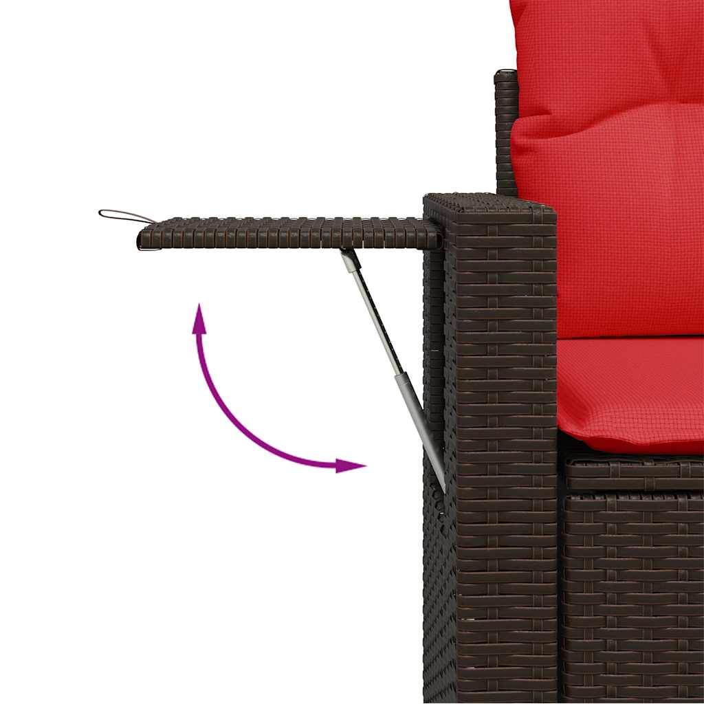 7 pcs conjunto sofás jardim almofadões vime PE/acácia castanho