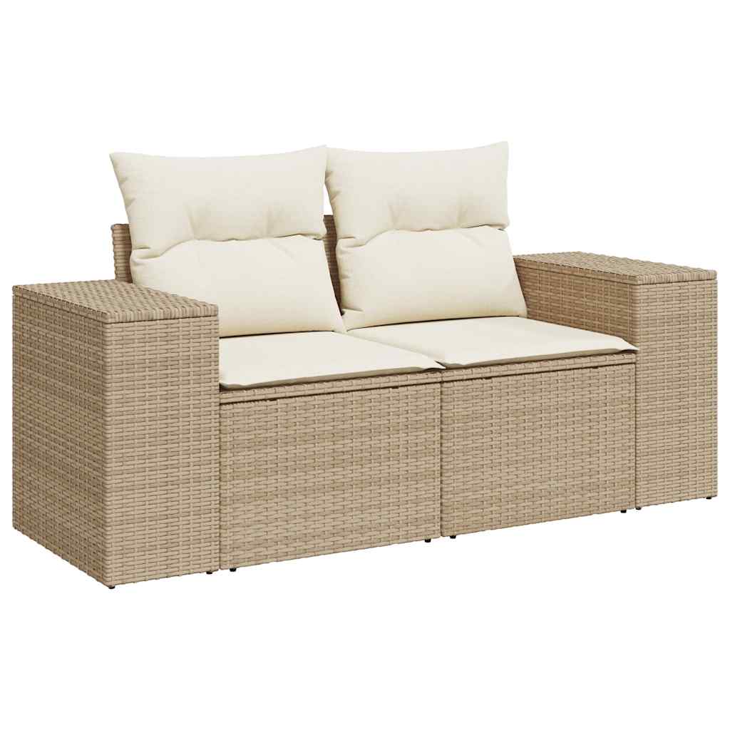 10 pcs conj. sofás p/ jardim c/ almofadões vime PE/acácia bege