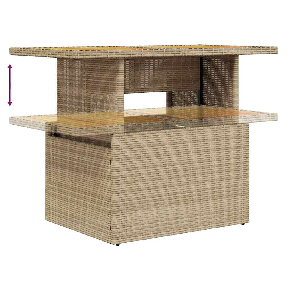 10 pcs conj. sofás p/ jardim c/ almofadões vime PE/acácia bege