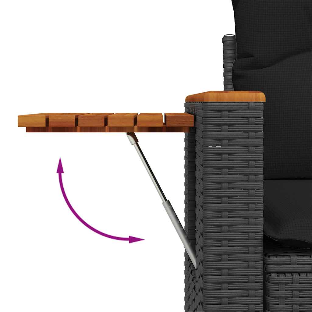 7 pcs conjunto sofás jardim c/ almofadões vime PE/acácia preto