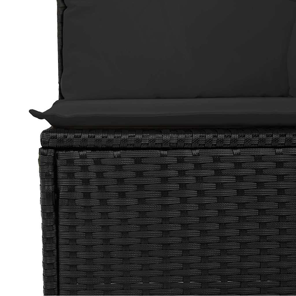 7 pcs conjunto sofás jardim c/ almofadões vime PE/acácia preto