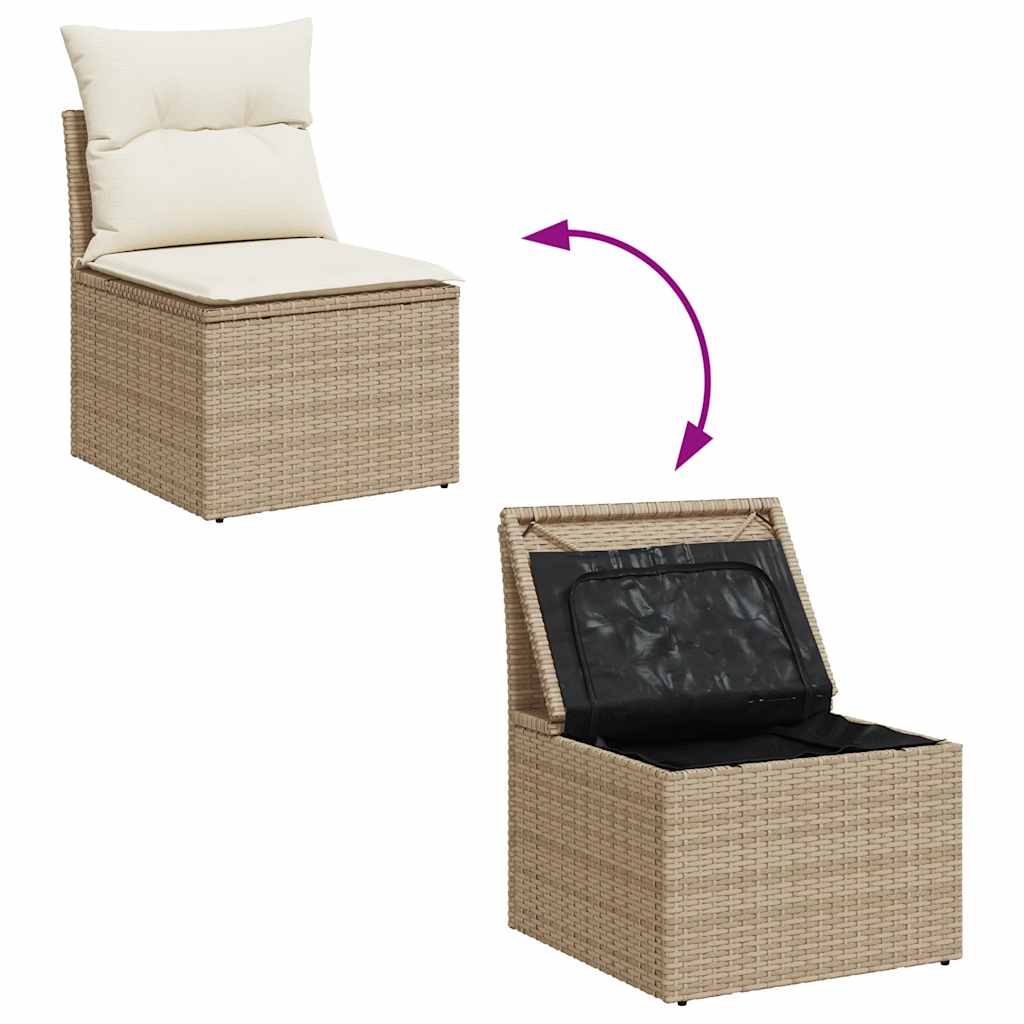 10 pcs conj. sofás p/ jardim c/ almofadões vime PE/acácia bege